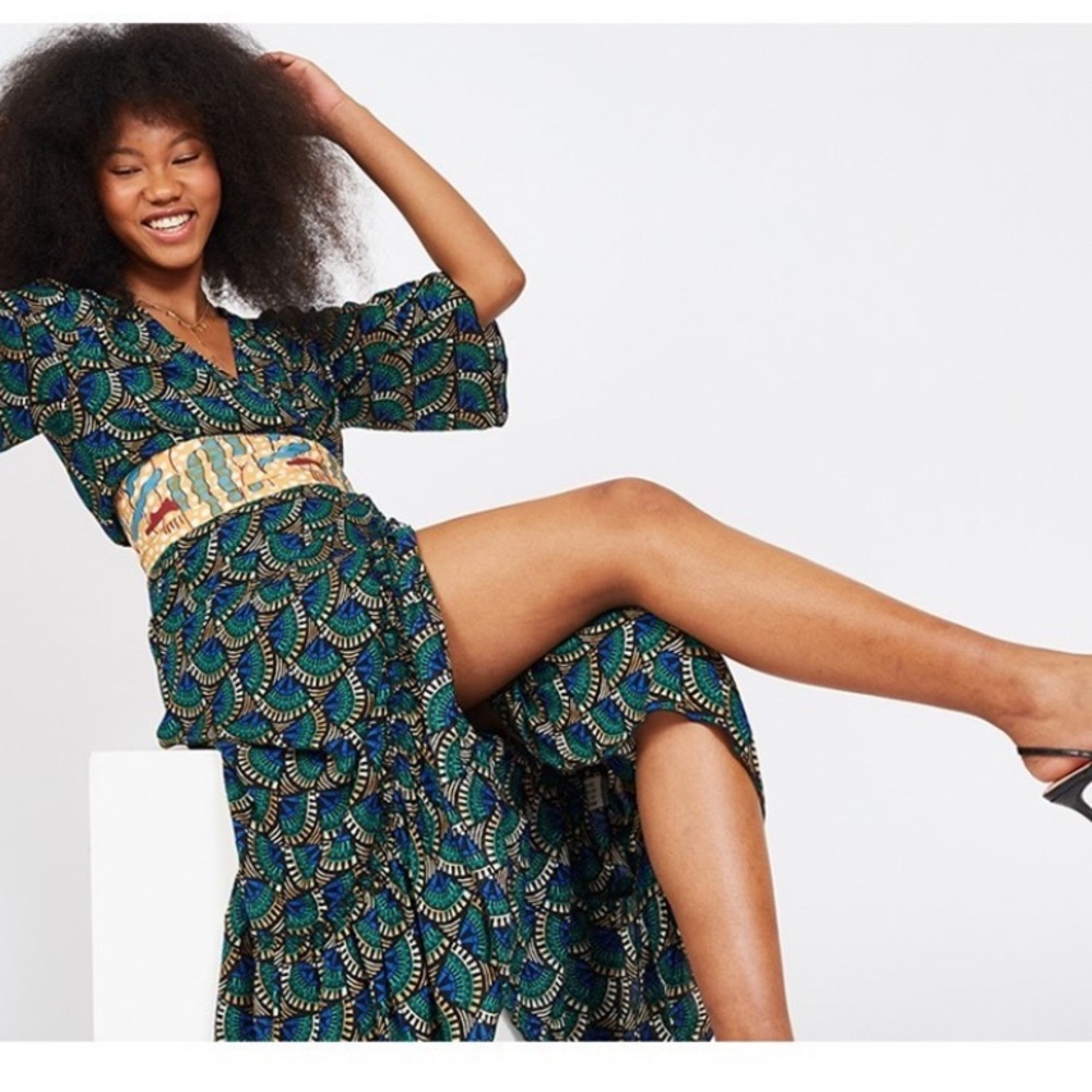 African Peacock Dress NWT